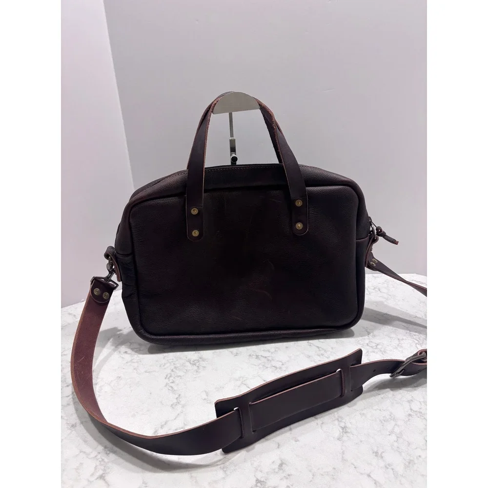 Go Forth Goods Martin Leather Briefcase Dark Brown Handmade Laptop Messenger Bag